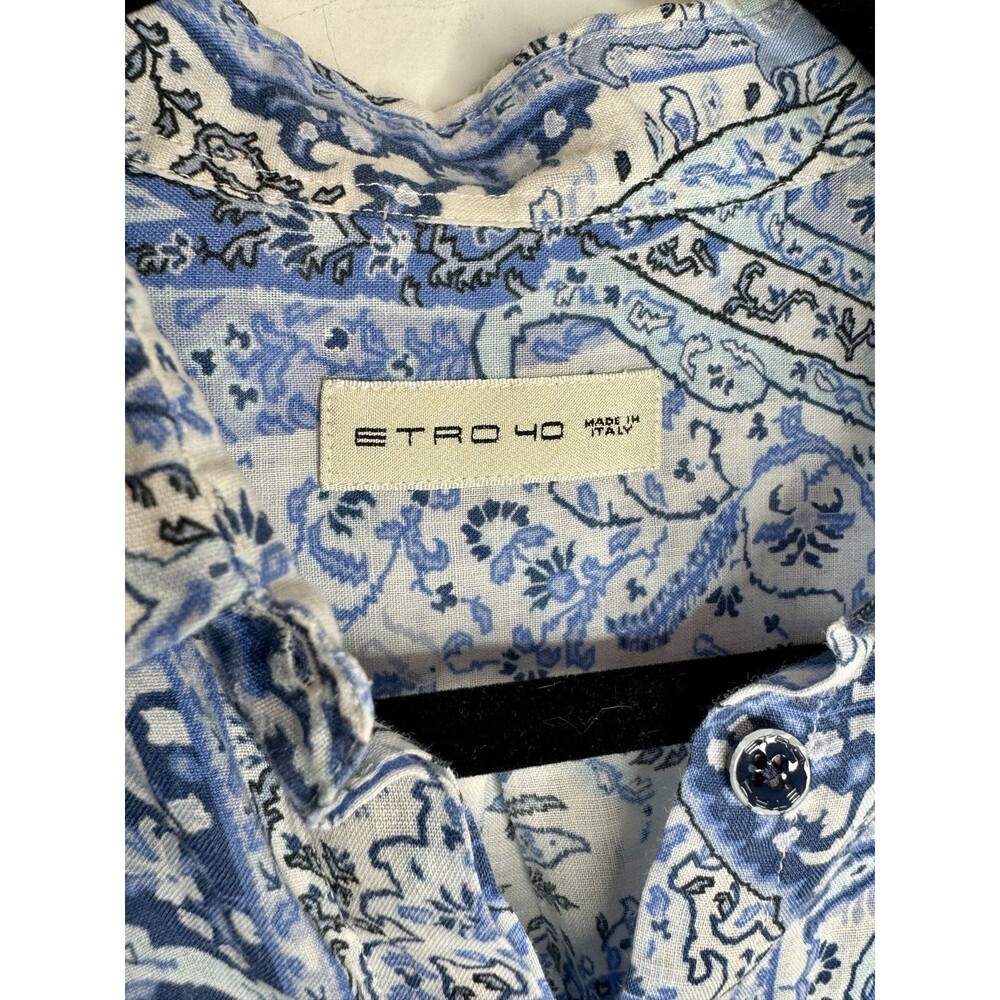 ETRO Italy Designer Floral Paisley 100% Ramie Button-Up Shirt Blouse IT 40 US 4 - Picture 5 of 11